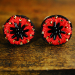 ＜Stella～遊び好きの星～＞刺繍ピアス◎Mars/赤い惑星ピアス◎レッド/赤◎ロングポスト/アレルギー対応変更可能◎2way