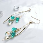 14ｋｇｆ＊緑の風を感じるピアス＊チェコガラス＊揺れる