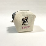 coco328様オーダー品☆犬の手刺繍のキャラメルポーチ