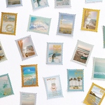 切手風 箔押し フレークシール40枚set《sea breeze》 [F218]