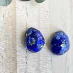 天然石ラピスラズリとゴールドの粒のシンプルピアス/イヤリング