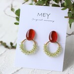 2way＊石の魅力をまとう＊ペリドットのつぶつぶリースとカーネリアンのイヤリング＊ピアスに変更可能＊