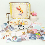 写真全部セット！うさぎポーチ＆刺繍ヘアゴム＆ピアス＆カード&シール等