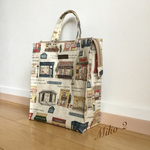 ラミネート　トートバッグ　ファスナー付き　　パリの街角