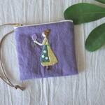 4500→3900円　花屋の女の子　刺繍　カードケース　ファスナーポーチ