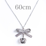 60㎝❤︎王冠×リボンネックレス✞ シルバー　クラウン　病みかわいい　地雷系　量産型　メンヘラ　ゴスロリ　ロリータ　ギフト　プレゼント　アクセサリー　cm レディース　彼女　友達　お揃い　可愛い