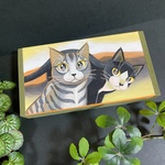 手描き 猫の木箱 小物入れ 原画 手書き 猫  絵 絵画 イラスト アート 筆入れ ペンケース