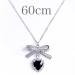 60㎝❤︎可愛い量産型ネックレス　シルバー　ハート　黒　ブラック　病みかわいい　地雷系　メンヘラ　ゴスロリ　ロリータ　ギフト　プレゼント　アクセサリー　cm レディース　彼女　友達　お揃い　おそろい