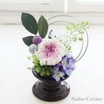 大輪菊の仏花Ｓサイズ（紫白菊）お供え花 プリザーブドフラワー  