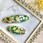 💐 送料無料・minneオープン記念💐 親子でおそろい♡花柄パッチンピン ヘアピン