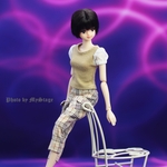 msdr-21-194　チェックベージュ7分パンツ（オビツ、momoko、ジェニーなど用）