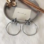 ブラックスター　フープピアス　2way ビジュー　キラキラ