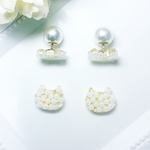 白猫パールピアス【パールキャッチ】