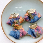 〈2個/No.1430〉indian ribbon/miniレトロブルーグレー