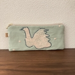 ミナペルホネン 新色 swan mintで作成しましたフラットポーチです