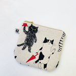 おでかけ猫さんのポーチ＊パッチワーク風　きなり