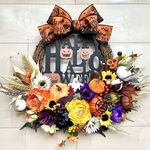 No.wreath-15375★ハロウィンリース　21-(11) オバケ&ハロウィン・プレート　45x53cm・アートフラワー/造花リース/大型リース