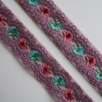 【60㎝カット済み】カラーチュール刺繍リボン   【パープル】