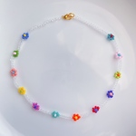 ♡再々販♡ビーズネックレス　clear×vivid  flower