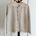 手編み 透かし編みリネンカーディガン（エクリュ）