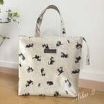 訳あり★ラミネート　ミニトートバッグ　ファスナー付き　ネコ＆ねずみ