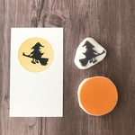 ハロウィン　消しゴムはんこ　魔女と月