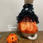 犬服　ハロウィン♪ カボチャみたいなフリフリドットのバルーンワンピ