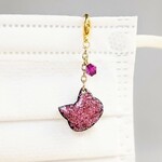 金・ピンクラメ猫マスクチャーム・マスクフック