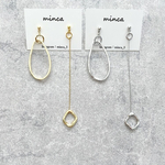 2color𓐍アシメ𓐍ロングチェーン×大ぶりフープ　ピアス/イヤリング　ゴールド　シルバー　キレイめ　カジュアル　揺れる　ロング　個性的　オリジナル　