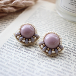 ビーズ刺繍＊ぷっくりスモーキーカボションピアス
