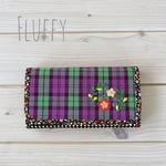 check & flower 06  Wファスナー長財布