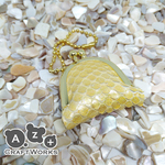 変わり本革・豆がま口ポーチ【イエローオーロラ】バッグチャーム・アクセケースに！