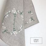 仙人草刺繍のリネンクロス5way/生成り
