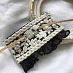 インド刺繍 リボン ポニーフック ラップリボン リボンラップ ブラック×レース