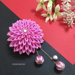 〈さ〉三色重ねの花びらのお花と巻玉の髪飾り★つまみ細工☆着物☆浴衣☆七五三☆成人式☆卒業式☆和装