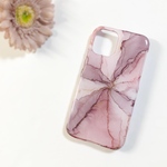 スマホケース/くすみパープルピンク/アルコールインクアートiPhoneケース