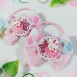 新作‼️🆕キッズ用✨発表会にもオススメ♡ピンクのチェック柄リボンのヘアゴム
