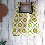 レトロお花【コンビニ弁当サイズ】レジ袋型エコバッグ