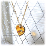 necklace/vintage アンバーハート インタリオ