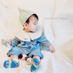 刺繍名入れ チェックのつけ襟風リバーシブルスタイ