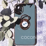 ＜ NEWデザイン ＞iphoneケース リング付き 押し花 ドライフラワー ブルー 青 こでまり スマホケース スマートフォン