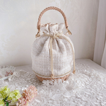  〜ツイード巾着かごバッグ〜【アイボリー】2way・3wayにもなるショルダーバッグ・ポシェット