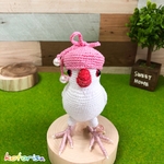 【8/21（土）20時販売】リボンのベレー帽　帽子　文鳥　インコ　あみぐるみ　編みぐるみ　レース編み　あみもの　編み物　ぬいぐるみ　人形　ドール　ミニチュア小物　コトリサ　kotorisa ことりさ