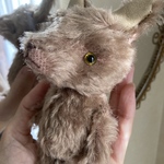 立ち耳のワンコ＊ハンドメイド＊ぬいぐるみ＊spirit animal＊革＊leather＊モヘア＊グラスアイ