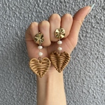ハートラタンパールゴールドピアス