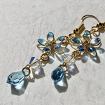 ライトブルー フラワーピアス