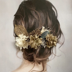 《新作》ドライフラワー ヘッドパーツ 髪飾り ヘアアクセサリー 結婚式 和装 ブライダル 成人式 ゴールド