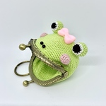 【ハンドメイド】がま口　カエル　コインケース　キーホルダー付き
