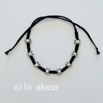 【No.1】✿フラワーミサンガ✿ お花のアンクレット・アンクレット《ブラック》