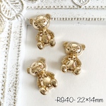 再入荷  RG40 立体くま 貼り付けメタルパーツ 22×14mm KCゴールド系4個